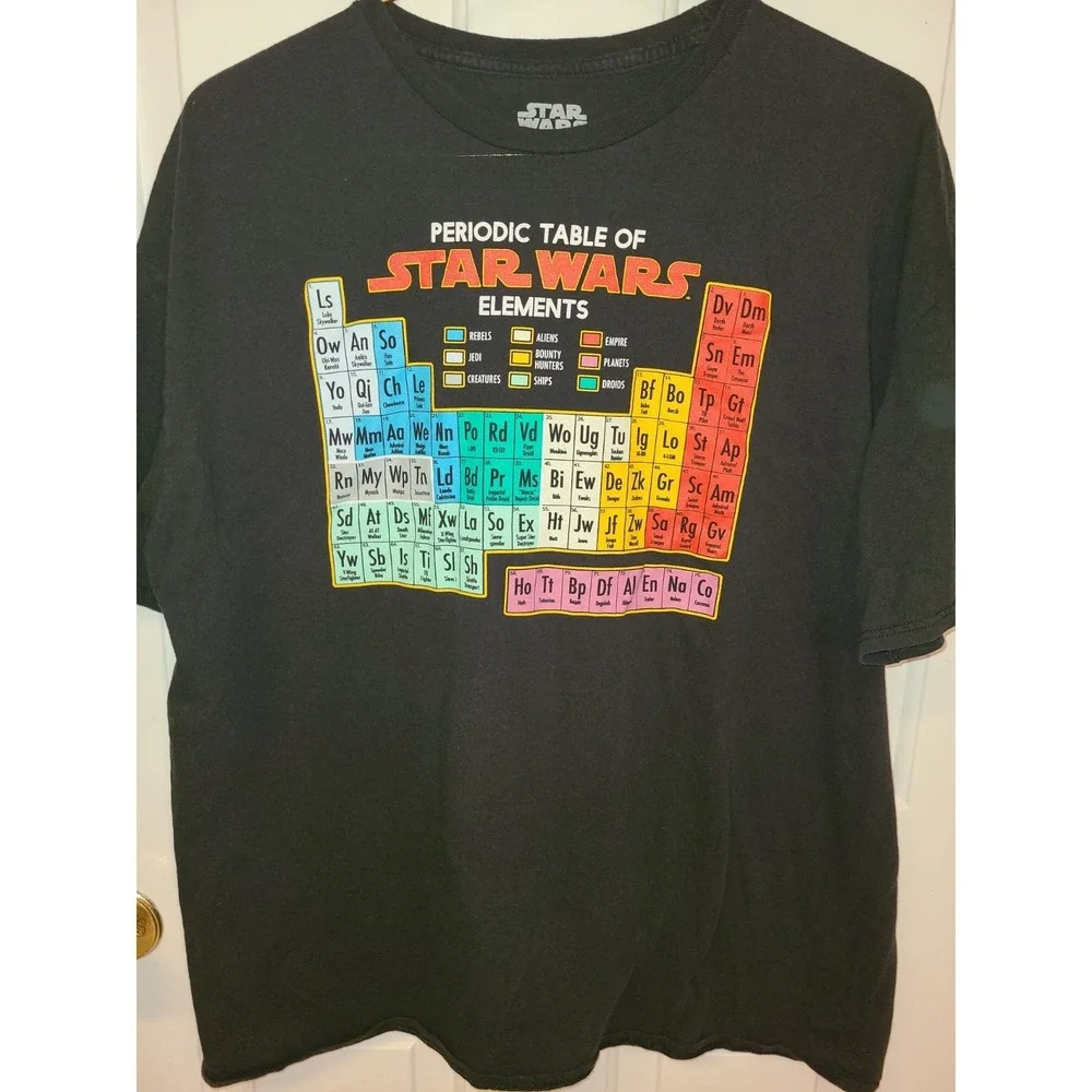 Star Wars Periodic Table Graphic T-Shirt Mens 2XL Science Geek Nerd Sci-Fi Black